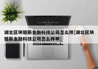 湖北区块链新金融科技公司怎么样[湖北区块链新金融科技公司怎么样啊]